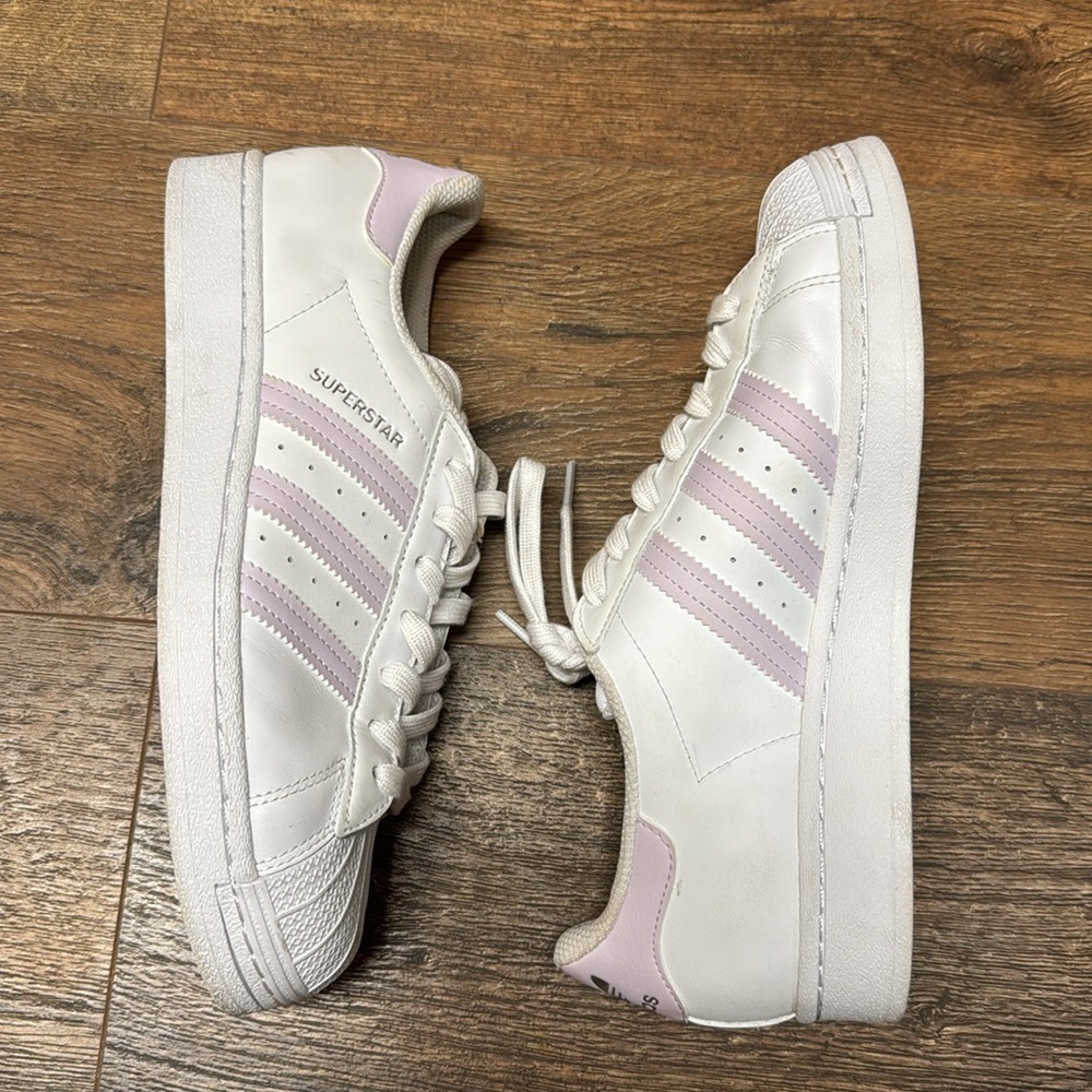 Adidas Women's White and Pink Sneakers